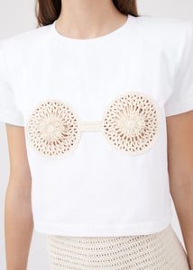 Crochet bra t-shirt in white