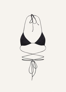 Strappy triangle bikini top in black