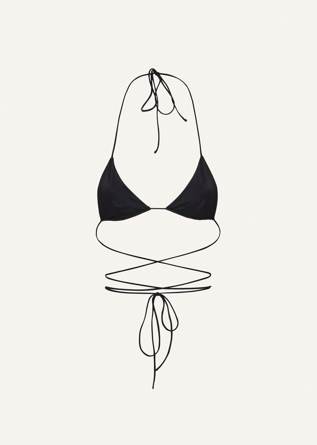 Strappy triangle bikini top in black