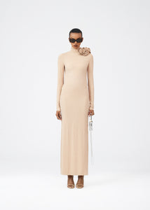 RE23 DRESS 08 BEIGE CRYSTALS