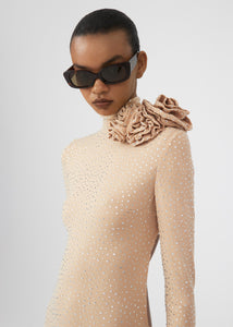RE23 DRESS 08 BEIGE CRYSTALS