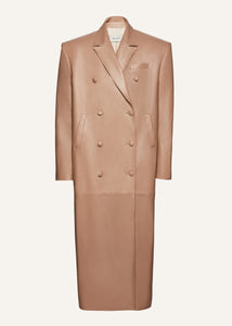 RE23 LEATHER 04 COAT BEIGE