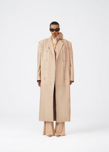 RE23 LEATHER 04 COAT BEIGE