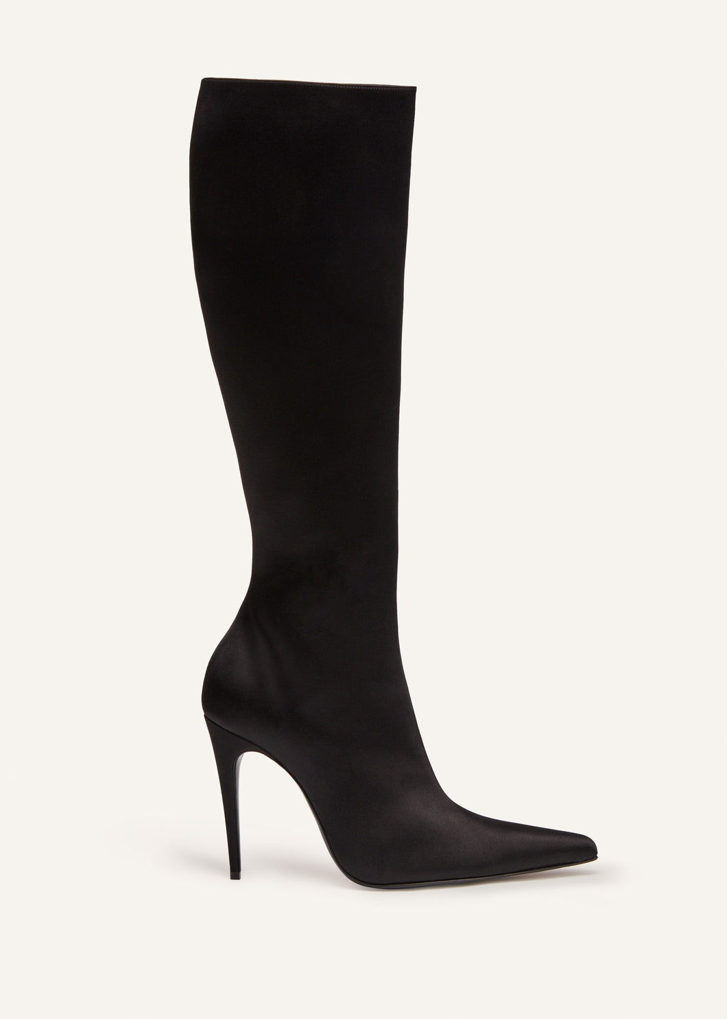 RE23 SHARP POINTED BOOT BLACK SATIN
