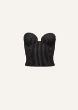 Load image into Gallery viewer, Strapless corset top in black pinstripe
