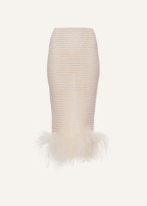 Feather crochet midi skirt in cream