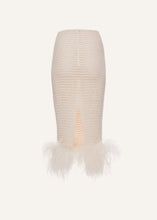 Load image into Gallery viewer, Feather crochet midi skirt in cream
