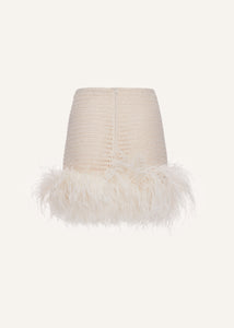 Feather crochet mini skirt in cream