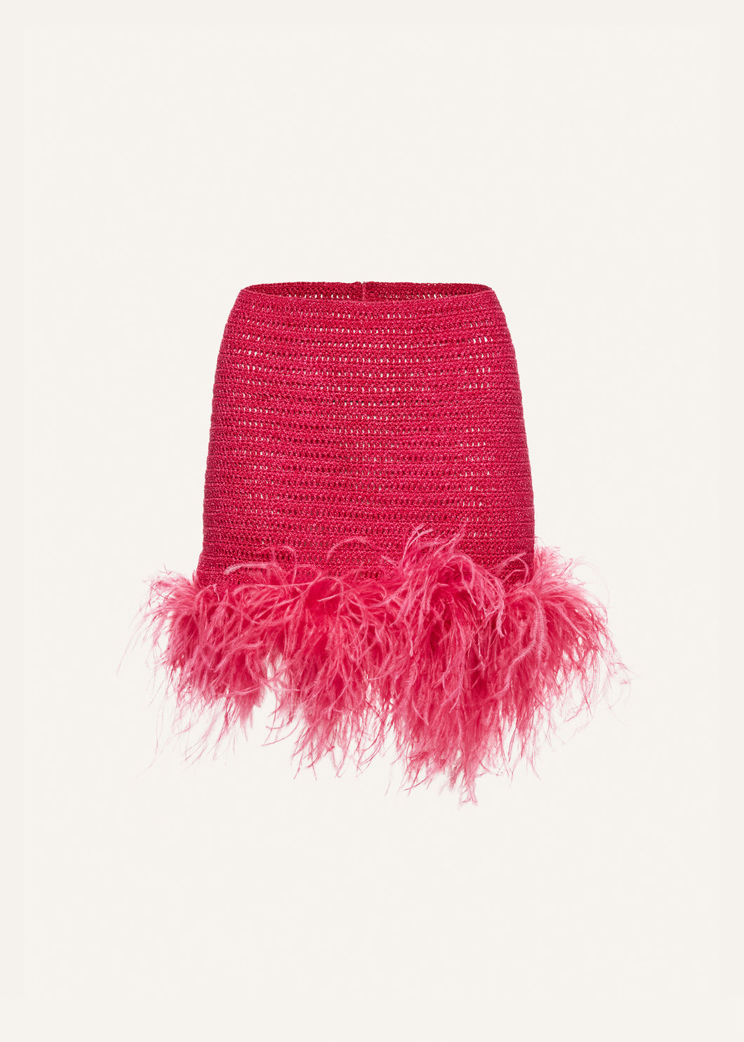 Feather crochet mini skirt in fuchsia