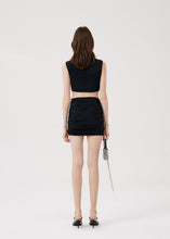 Load image into Gallery viewer, V neck twist swim top in black

