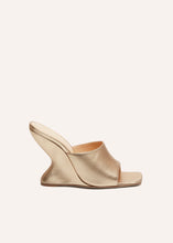 Load image into Gallery viewer, SS23 INVERTED WEDGE MULES LEATHER GOLD
